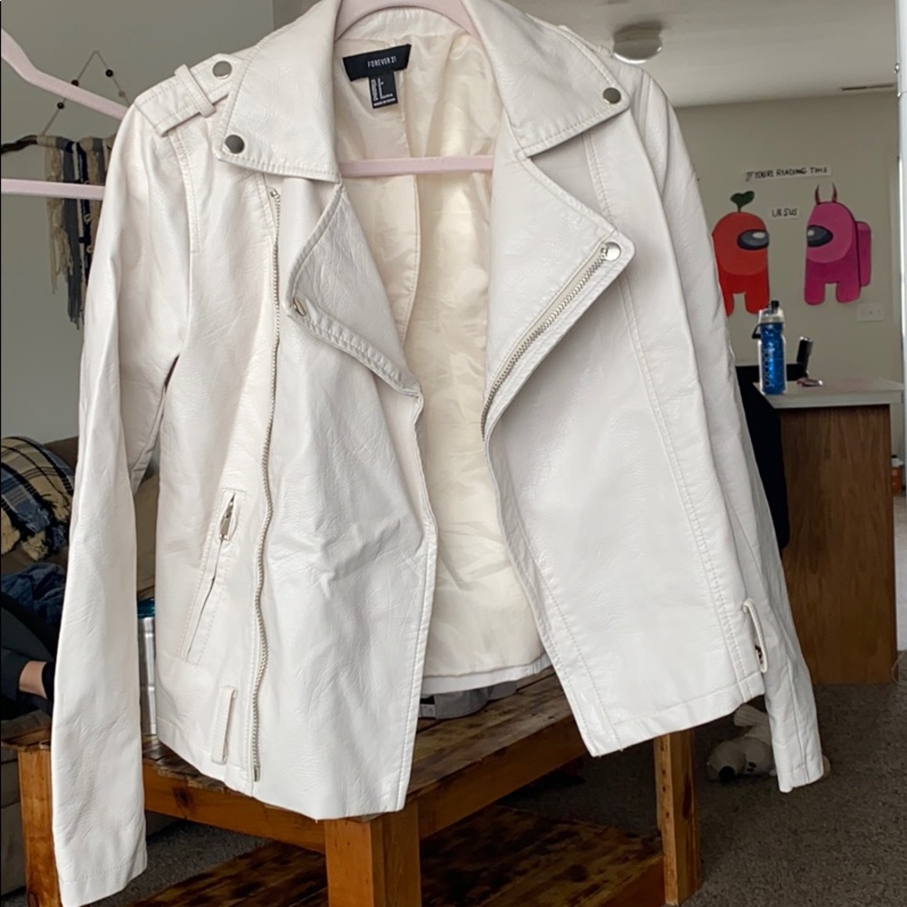 Forever 21 cream leather jacket